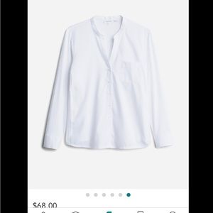 Calvin Klein Frany Cotton Button Down Knit Back Non Iron Top